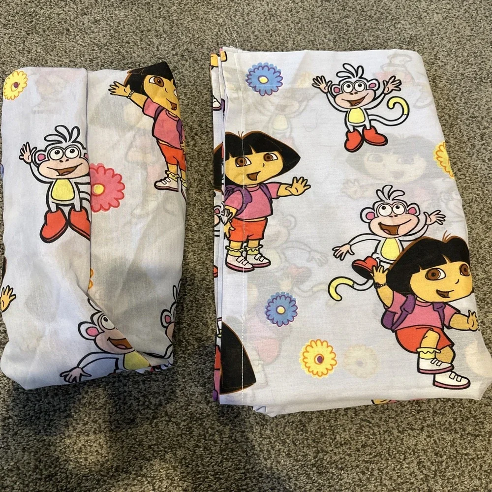 Vintage Dora Explore Sheet Set Dan River Fitted & Flat Y2K USA